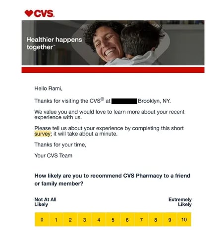 nps survey example cvs